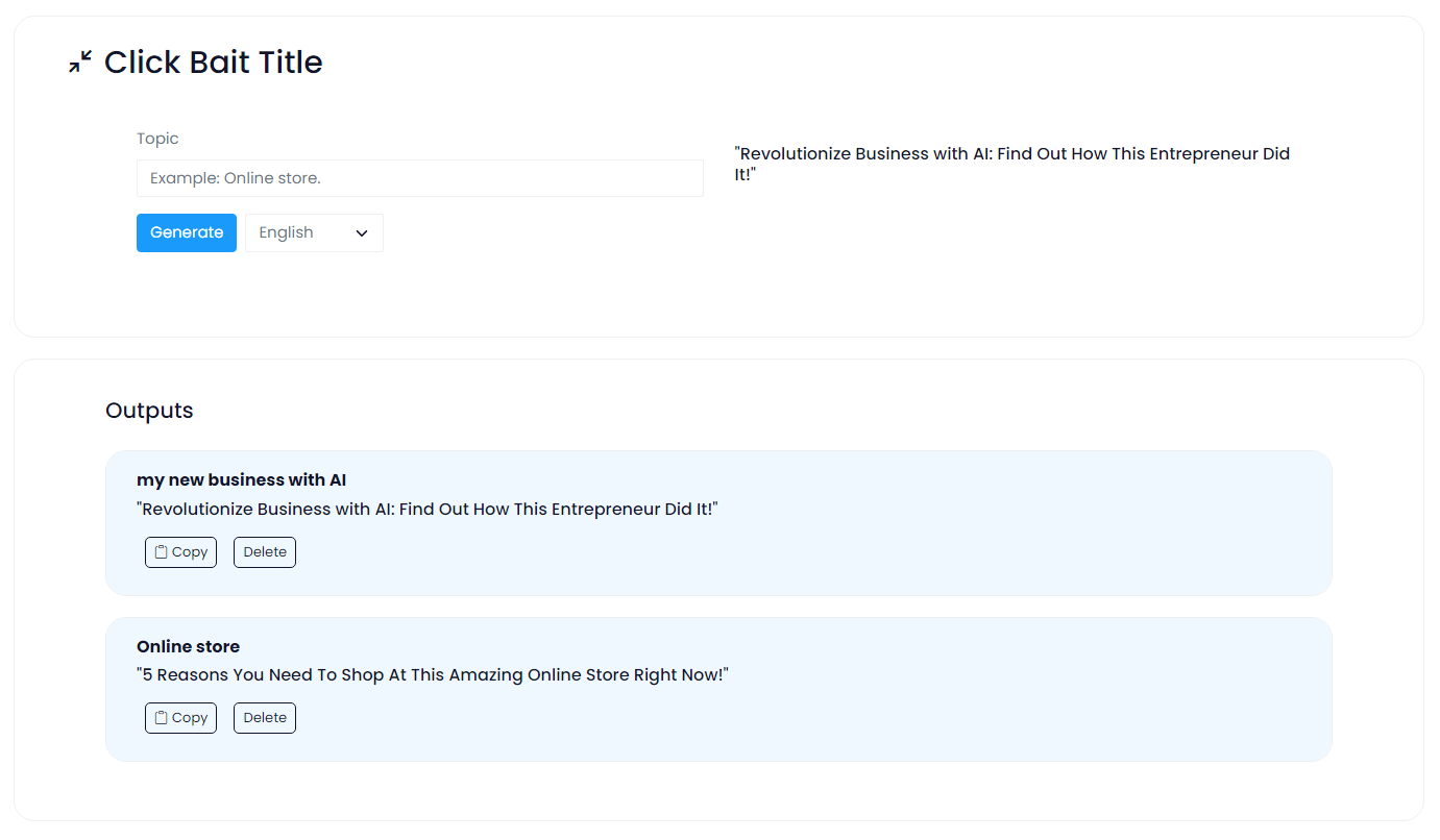 Click bait title generator